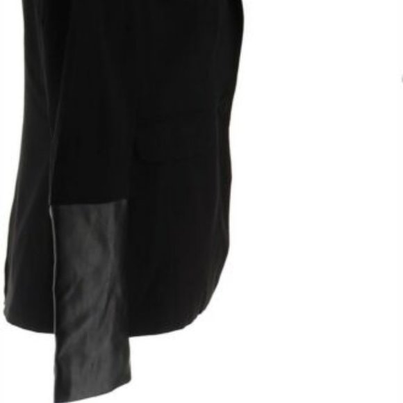 NWT G.I.L.I. NOIR BLACK FAUX LEATHER TRIM BLAZER 0 - Picture 5 of 9